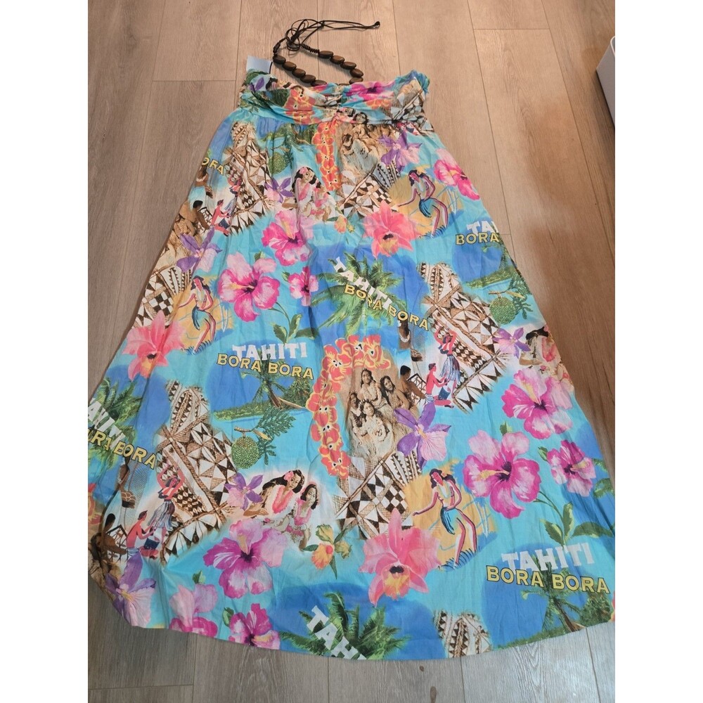 BOSTON PROPER Andrea Behar Tropical  Hawaiian Coconut Halter Top Tahiti Bora Y2k